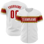Personalized Authentic Baseball Jersey in White, Red and Gold - Custom Team Shirt Personalized White Red-Old Gold Authentic