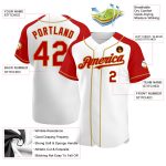Custom Name and Number Baseball Jersey - Personalized White Red-Old Gold Authentic Raglan Sleeves Personalized White Red-Old