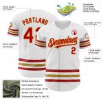 Custom Authentic Baseball Jersey with Personalized Name and Number - White Red Old Gold Line Design Personalized White Red-Old