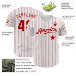Custom Red Star Baseball Jersey with Personalized Name & Number - Authentic White Red Pinstripe Design Personalized White