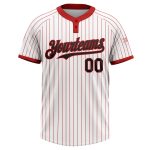 Custom Name and Number Personalized Softball Jersey Unisex Black Red White Two-Button Pinstripe Personalized White Red Pinstripe