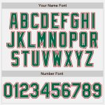 Custom Name Number Personalized Kelly Green Two-Button Unisex Softball Jersey with Red Pinstripes Personalized White Red