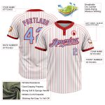 Custom Softball Jersey with Personalized Name & Number - Unisex Two-Button Light Blue Red Pinstripe Personalized White Red