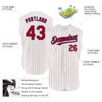 Custom Name and Number Navy Baseball Jersey - Personalized Authentic Sleeveless Red Pinstripe Design Personalized White Red