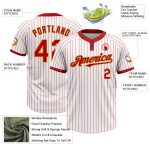 Custom Name Number Unisex Softball Jersey - Personalized White Red Pinstripe Old Gold Two-Button Design Personalized White