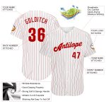 Custom Name and Number Personalized Authentic Baseball Jersey Red White Pinstripe Personalized White Red Pinstripe Red Authentic