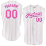 Custom Name Number Red White Pinstripe Sleeveless Baseball Jersey for Team, Personalized Authentic Gear Personalized White