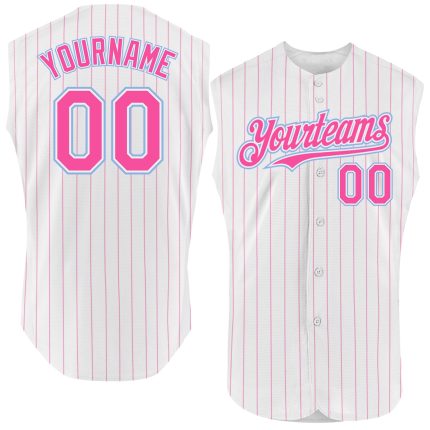 Custom Name Number Red White Pinstripe Sleeveless Baseball Jersey for Team, Personalized Authentic Gear Personalized White