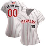 Personalized Red-Black American Flag Baseball Jersey with Custom Name & Number, White Red Pinstripe Team Design Personalized