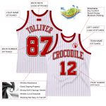 Custom Name Number Basketball Jersey Red-Black White Red Pinstripe Authentic Design Personalized White Red Pinstripe Red-Black