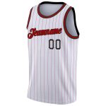Personalized Red-Black Pinstripe Basketball Jersey - Authentic White Design Personalized White Red Pinstripe Red-Black Authentic