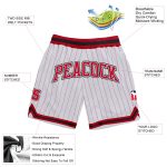 Custom Name Number Personalized Basketball Shorts Red Black White Pinstripe Authentic Team Apparel Personalized White Red