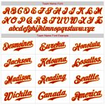 Personalized Red-Gold Authentic Baseball Jersey with White Red Pinstripe Design Personalized White Red Pinstripe Red-Gold