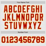 Custom Personalized Baseball Jersey with Red-Gold Pinstripes, Raglan Sleeves | Team Name & Number Included Personalized White