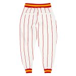Custom Team Sports Pants with Personalized Name and Number, Red-Gold Pinstripe Design, White and Red Personalized White Red
