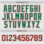 Custom Name and Number Personalized Baseball Jersey Red-Kelly Green Pinstripe Raglan Sleeves Authentic Personalized White