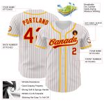 Custom Personalized Authentic Baseball Jersey with Team Name and Number - Red-Light Blue White Red Pinstripe Design Personalized
