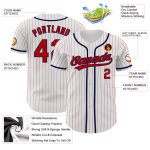 Custom Red Navy Pinstripe Baseball Jersey with Personalized Name and Number - Authentic Team Apparel Personalized White Red