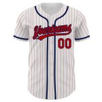 Custom Red Navy Pinstripe Baseball Jersey with Personalized Name and Number - Authentic Team Apparel Personalized White Red