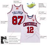 Custom Red-Navy Basketball Jersey with Personalized Name and Number - Authentic White Red Pinstripe Design Personalized White