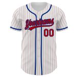 Custom Name and Number Personalized Red-Royal Pinstripe Baseball Jersey - Authentic Team Gear Personalized White Red Pinstripe