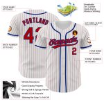 Custom Name and Number Personalized Red-Royal Pinstripe Baseball Jersey - Authentic Team Gear Personalized White Red Pinstripe