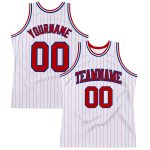 Custom Name Number Red-Royal White Red Pinstripe Basketball Jersey - Personalized Authentic Team Jersey Personalized White