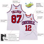Custom Name Number Red-Royal White Red Pinstripe Basketball Jersey - Personalized Authentic Team Jersey Personalized White