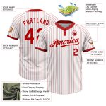 Custom Name Number Unisex Softball Jersey Red White Pinstripe Two-Button Personalized Design Personalized White Red Pinstripe