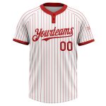 Custom Name Number Unisex Softball Jersey Red White Pinstripe Two-Button Personalized Design Personalized White Red Pinstripe