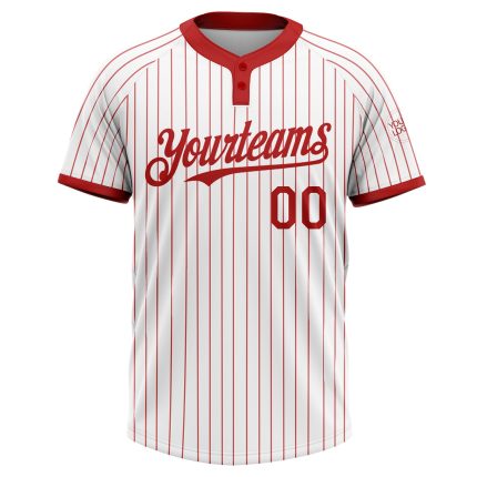 Custom Name Number Unisex Softball Jersey Red White Pinstripe Two-Button Personalized Design Personalized White Red Pinstripe