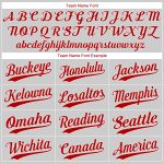 Personalized Red-White Authentic Baseball Jersey with White Red Pinstripe Design Personalized White Red Pinstripe Red-White