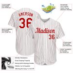 Custom Red-White Pinstripe Baseball Jersey with Personalized Name & Number - Authentic Team Apparel Personalized White Red