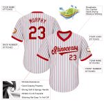 Custom Name Number Authentic Throwback Baseball Jersey Shirt Red White Pinstripe Rib-Knit Personalized Team Apparel Personalized