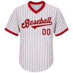 Custom Name Number Authentic Throwback Baseball Jersey Shirt Red White Pinstripe Rib-Knit Personalized Team Apparel Personalized