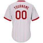 Custom Name Number Authentic Throwback Baseball Jersey Shirt Red White Pinstripe Rib-Knit Personalized Team Apparel Personalized