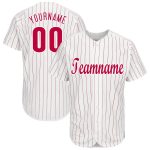 Custom Name and Number Baseball Jersey - Personalized Red-White Pinstripe Design, Team Spirit Apparel Personalized White