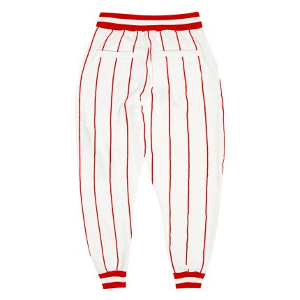 Custom Team Name Number Red White Pinstripe Sports Pants - Personalized Athletic Wear Personalized White Red Pinstripe Red-White