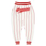 Custom Team Name Number Red White Pinstripe Sports Pants - Personalized Athletic Wear Personalized White Red Pinstripe Red-White