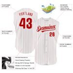 Custom Name Number Personalized Baseball Jersey Red White Pinstripe Sleeveless Authentic Team Personalized White Red Pinstripe