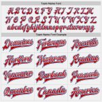 Custom Name Number Personalized Varsity Letterman Jacket Red White Pinstripe Bomber Full-Snap Team Apparel Personalized White