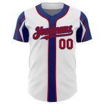 Custom Name and Number Authentic Baseball Jersey in Personalized White Red-Royal Colors - Choose Your Arm Shape Personalized