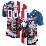 Custom American Flag Eagle Performance T-Shirt with Personalized Name and Number - Red and White 3D Team Gear Personalized