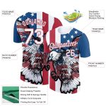Custom American Flag Eagle Performance T-Shirt with Personalized Name and Number - Red and White 3D Team Gear Personalized