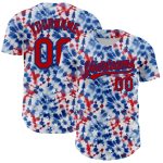 Personalized 3D American Flag Fireworks Baseball Jersey Custom Name Number - Red-Royal Team Jersey Personalized White Red-Royal