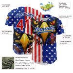 Personalized 3D American Flag Eagle Red-Royal Baseball Jersey - Authentic Design Personalized White Red-Royal 3D American