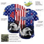 Custom 3D American Flag Eagle Baseball Jersey with Personalized Name and Number - White Red-Royal Team Gear Personalized