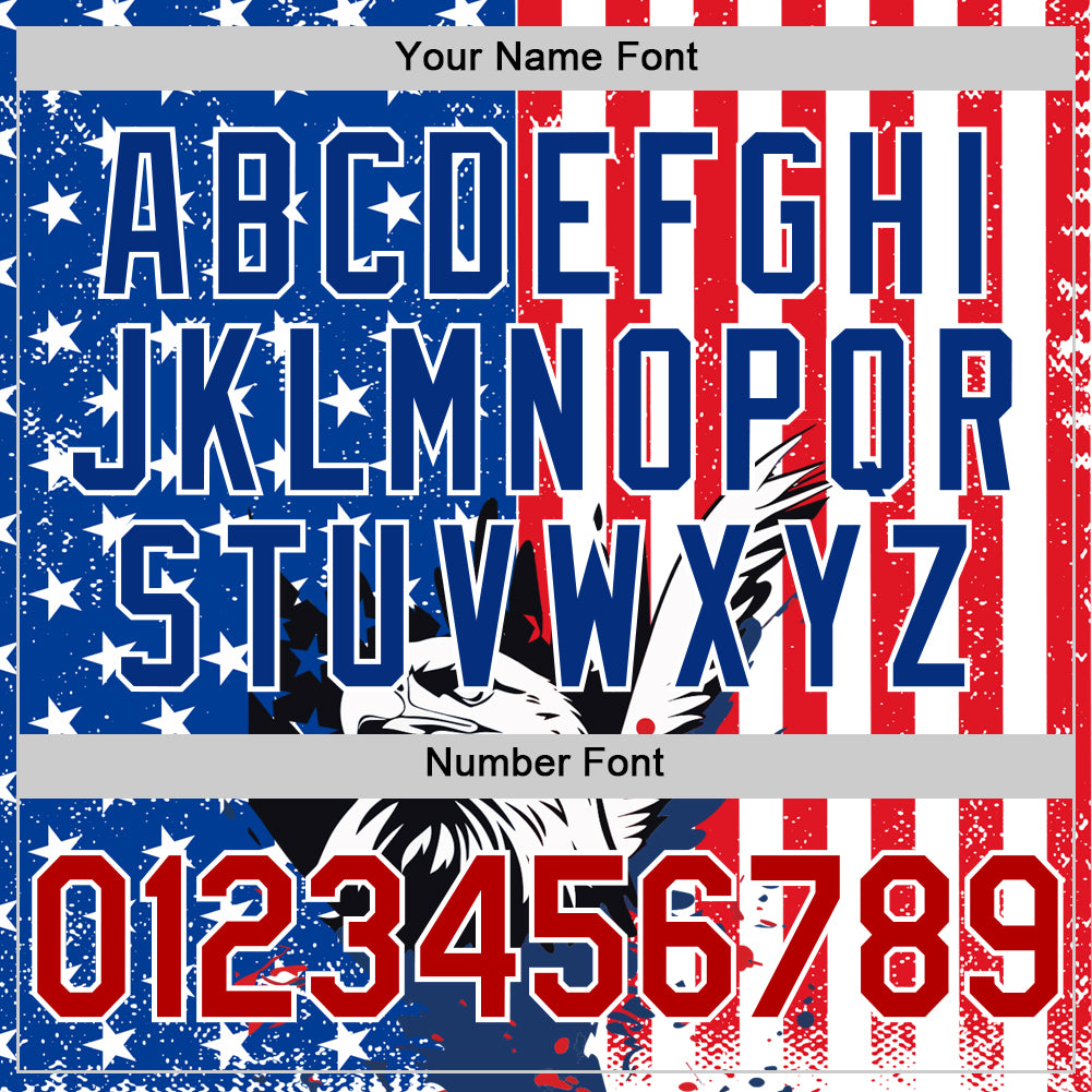 Personalized White Red-Royal 3D American Flag Eagle And Star Authentic Baseball Jersey Team Custom Name and Number Custom 3D American Flag Eagle Baseball Jersey with Personalized Name and Number - White Red-Royal Team Gear Personalized - Image 5