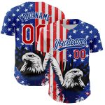 Custom 3D American Flag Eagle Baseball Jersey with Personalized Name and Number - White Red-Royal Team Gear Personalized