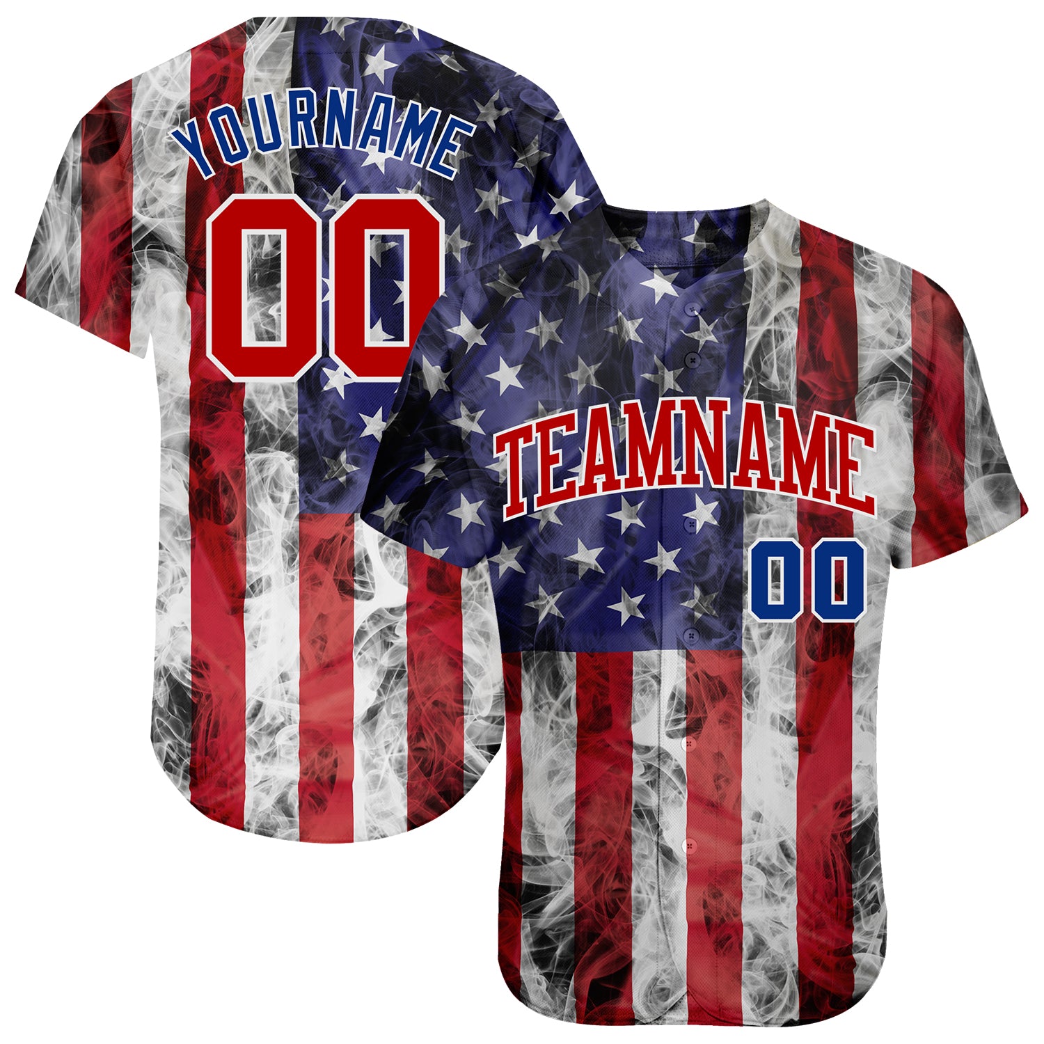 Personalized 3D American Flag Baseball Jersey Red Royal Fashion Authentic Personalized White Red-Royal 3D American Flag Fashion
